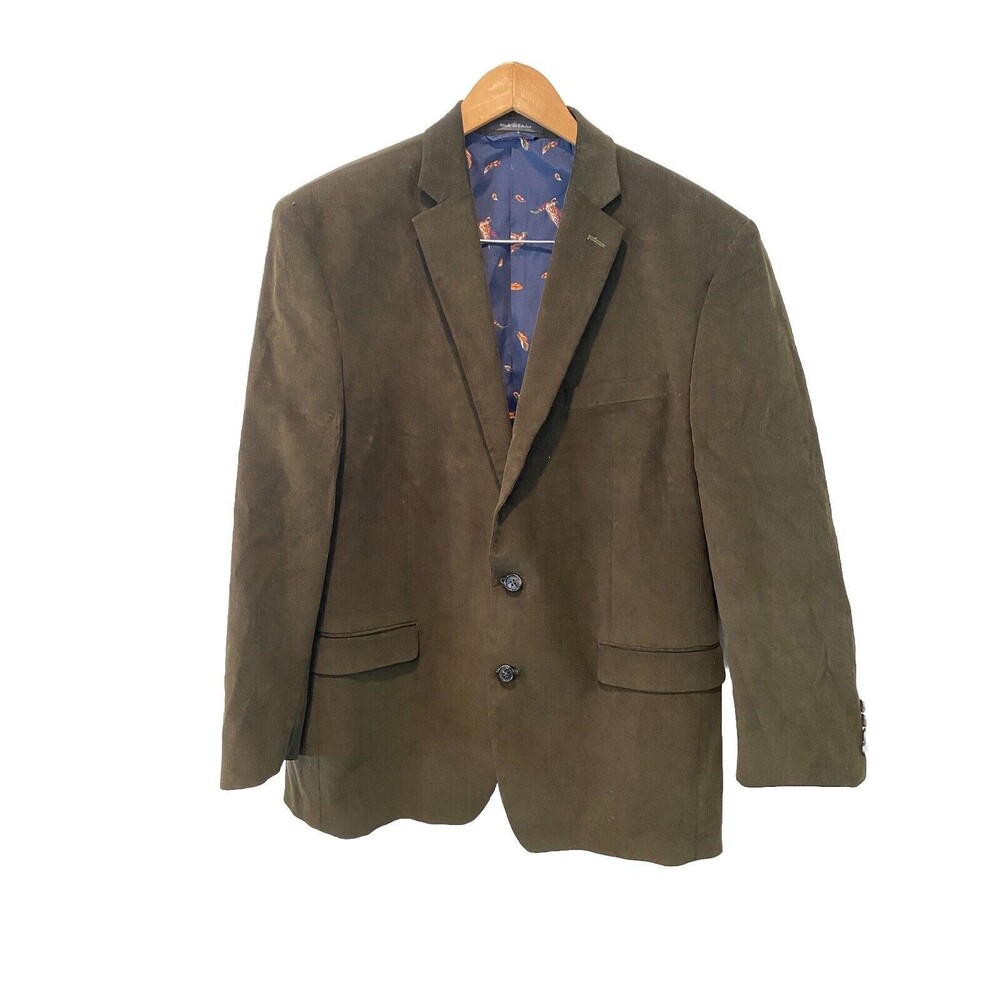 Ralph Lauren Mens Jacket Green Corduroy Blazer jacket Sz 44L with Elbow Patches